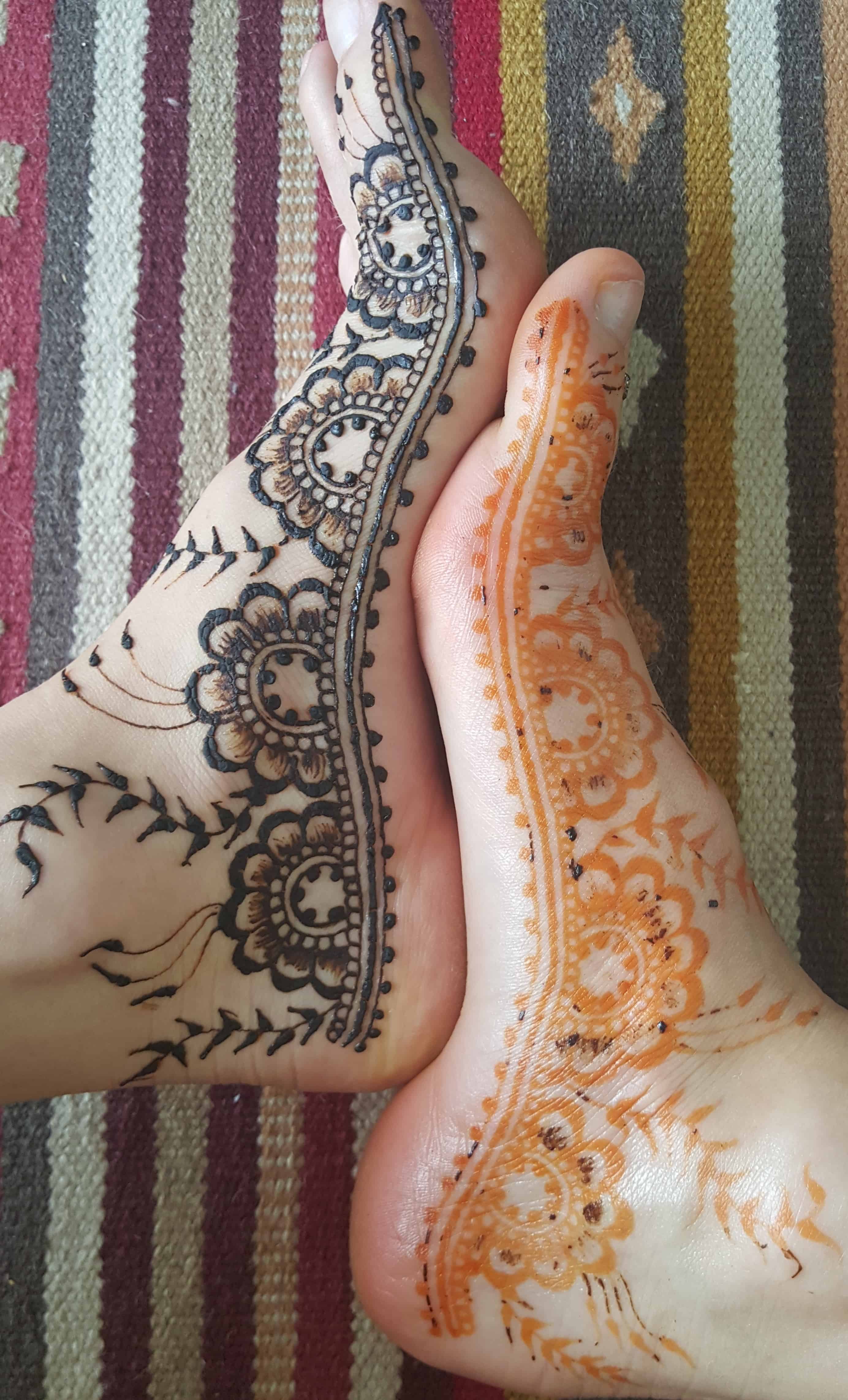 Lace inspired designs along the side of your foot