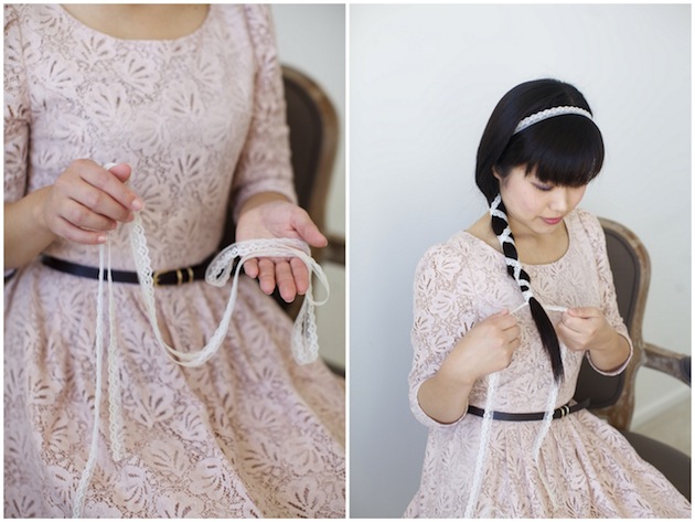 Lace pony bridal long hairdo
