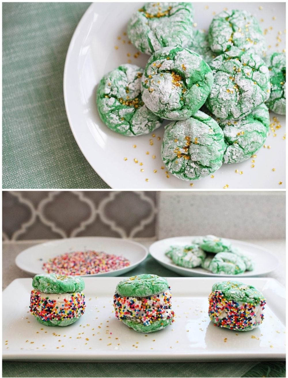 Leprechaun crinkle cookies