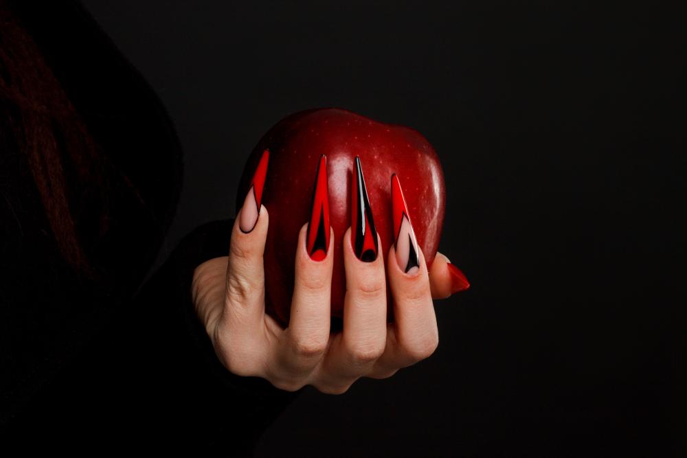 Long black and red nails 