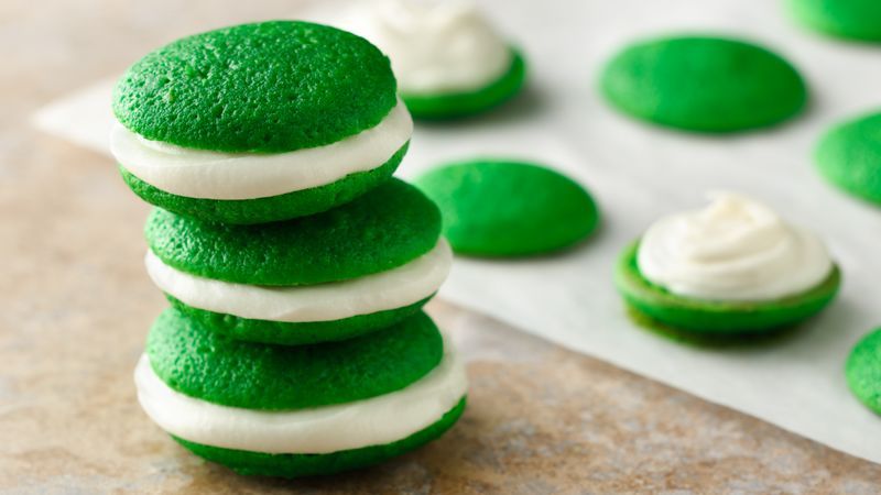 Mini green whoopie pies