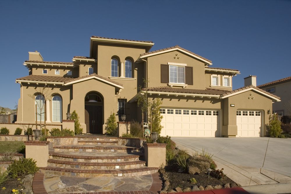 Modern grey stucco house 