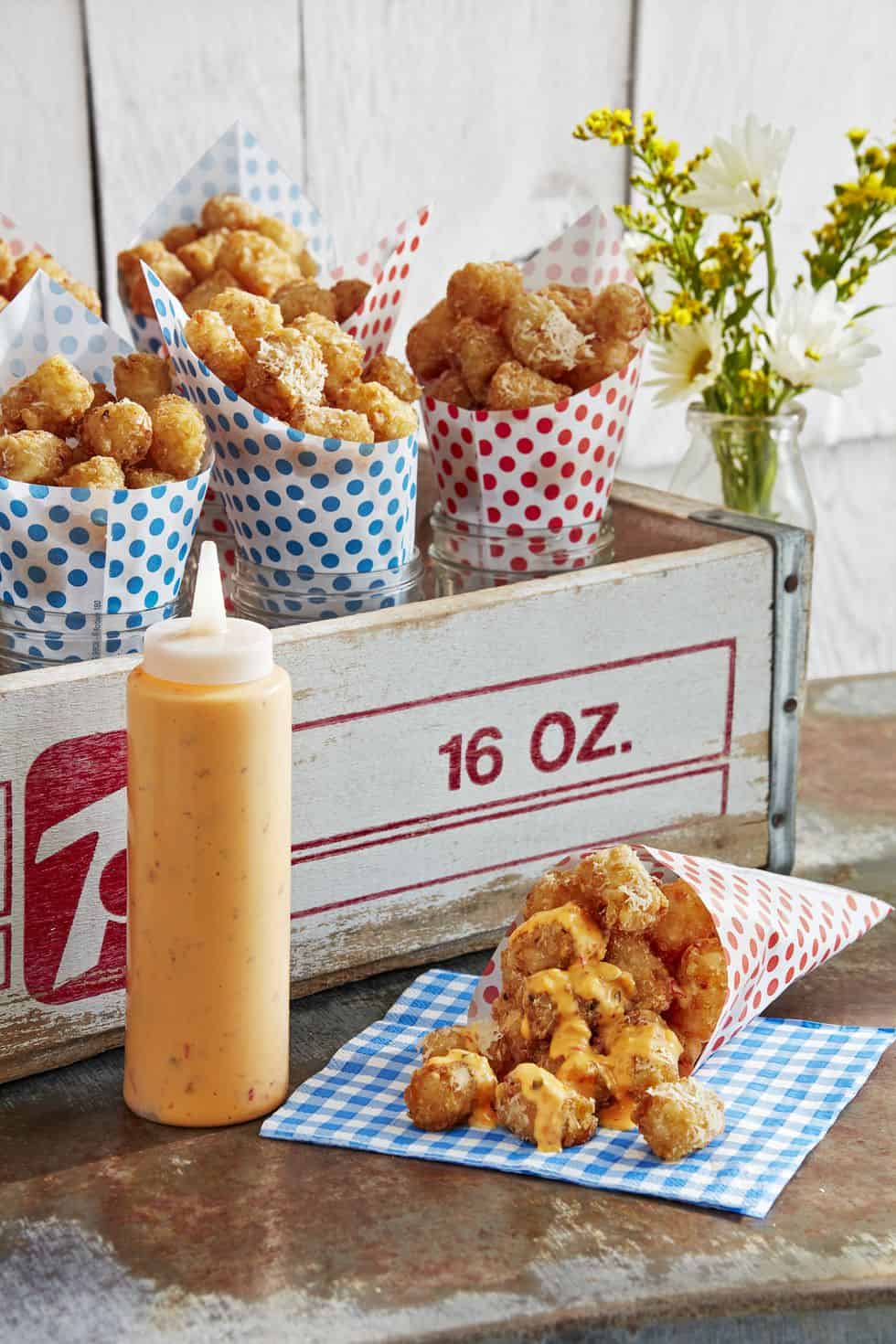 Parmesan tots with dipping sauce