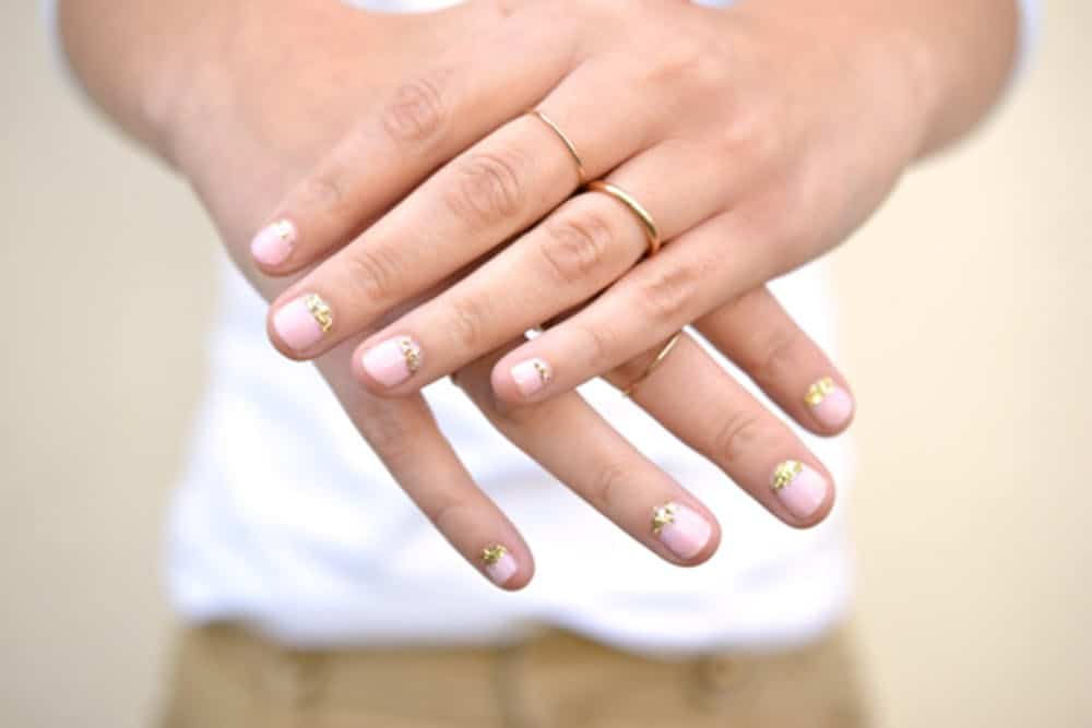 Pink glitter nails