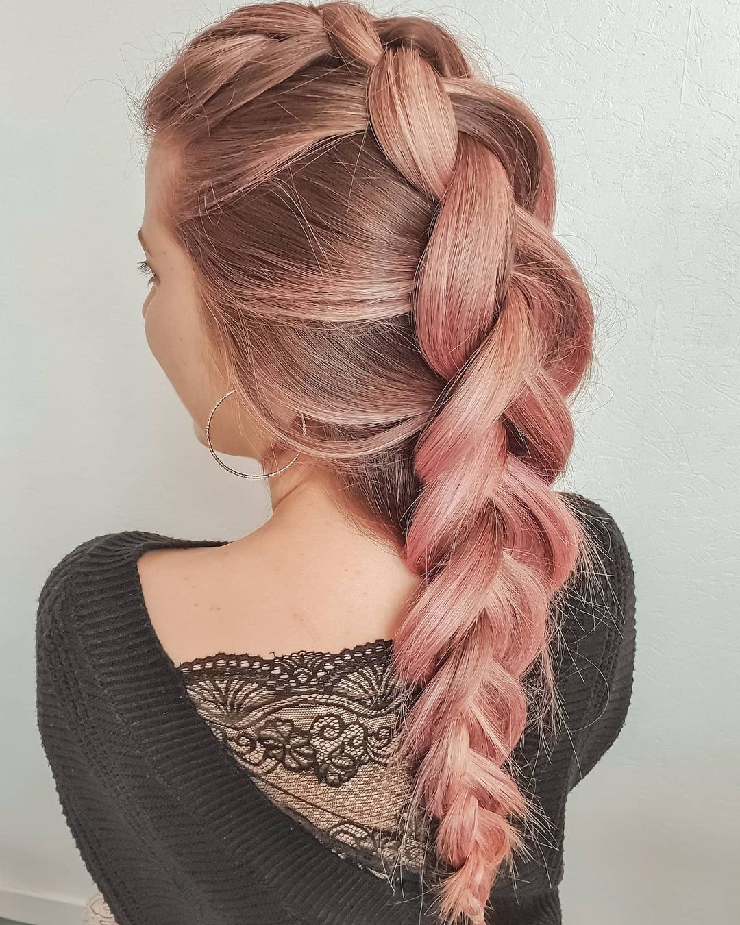 Pink loose dutch braid