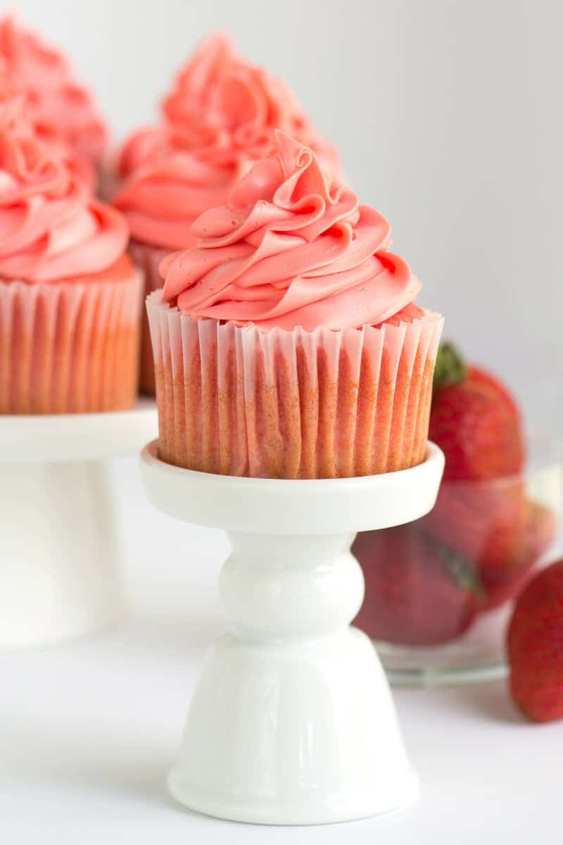 Pink strawberry cupcakes