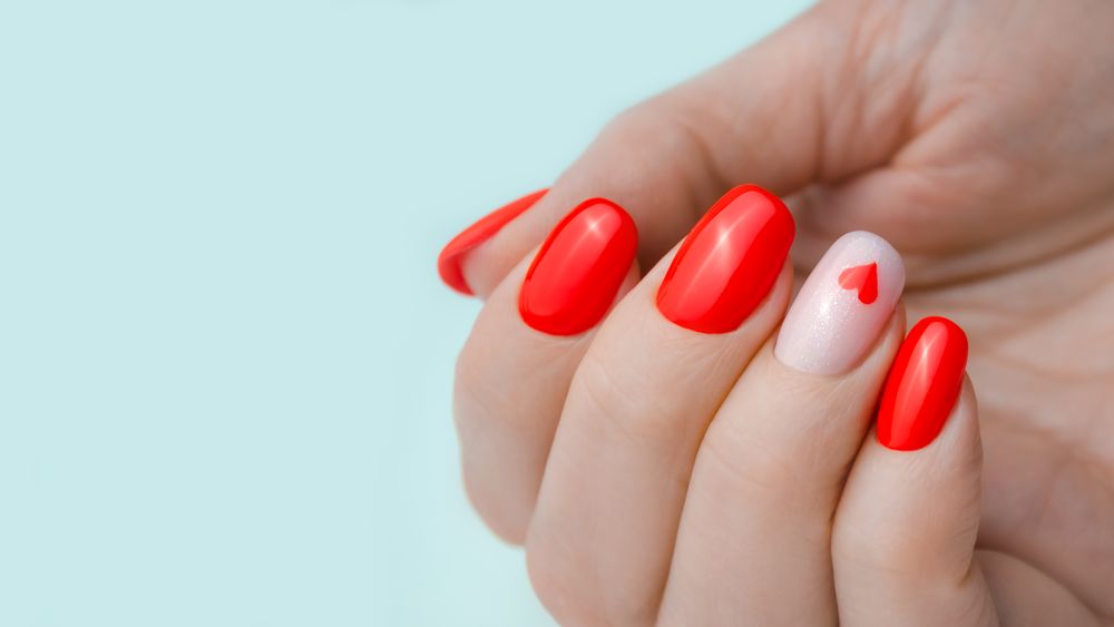 Pink valentines day nails the cute heart
