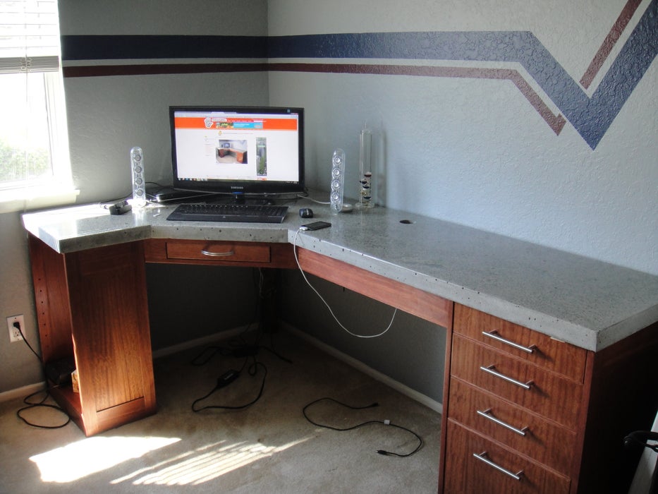 Polished concrete desk