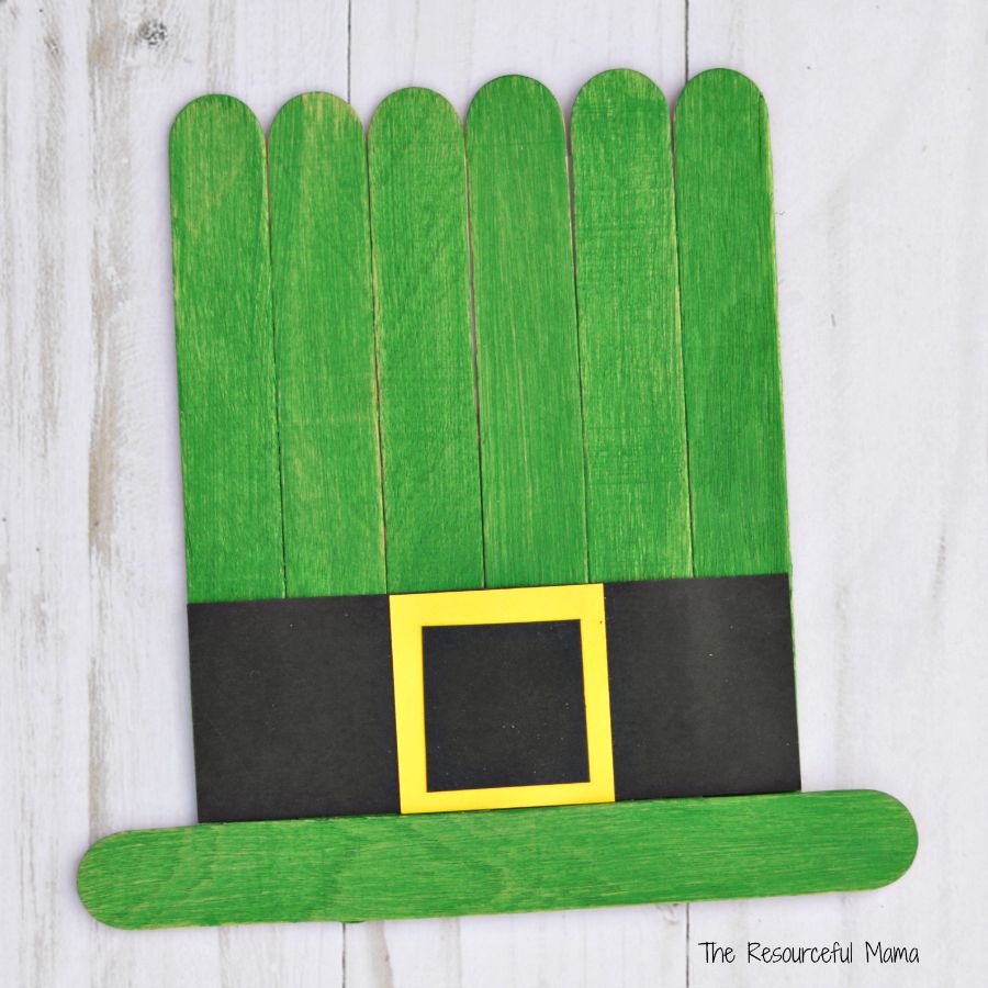 Popsicle stick leprechaun hats