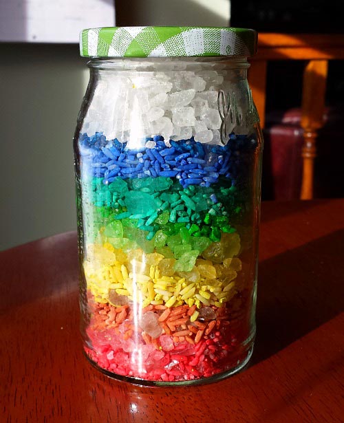 Rainbow rice in a jar