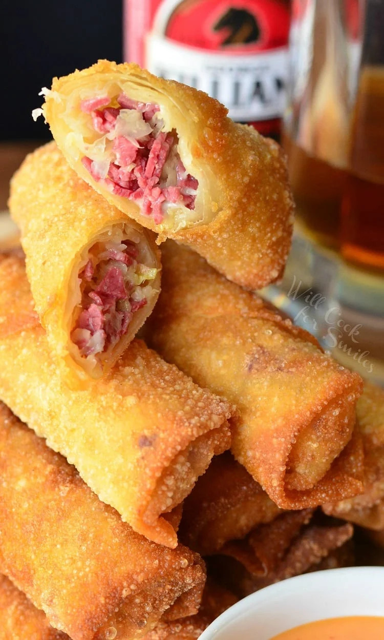 Reuben egg rolls