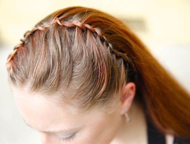 Small waterfall braid long hairdo