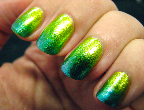 Sparkling bright green ombre