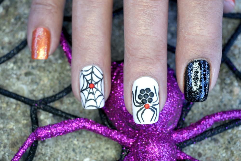 Spider & spider web halloween themed nails