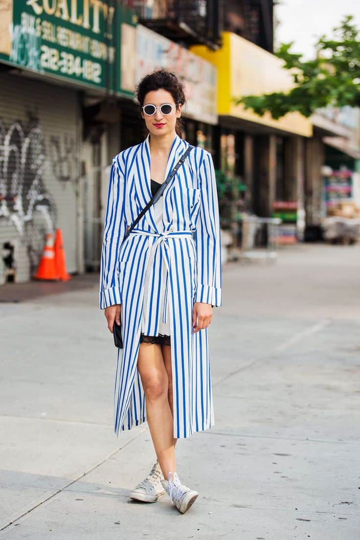 Striped duster spring outfit