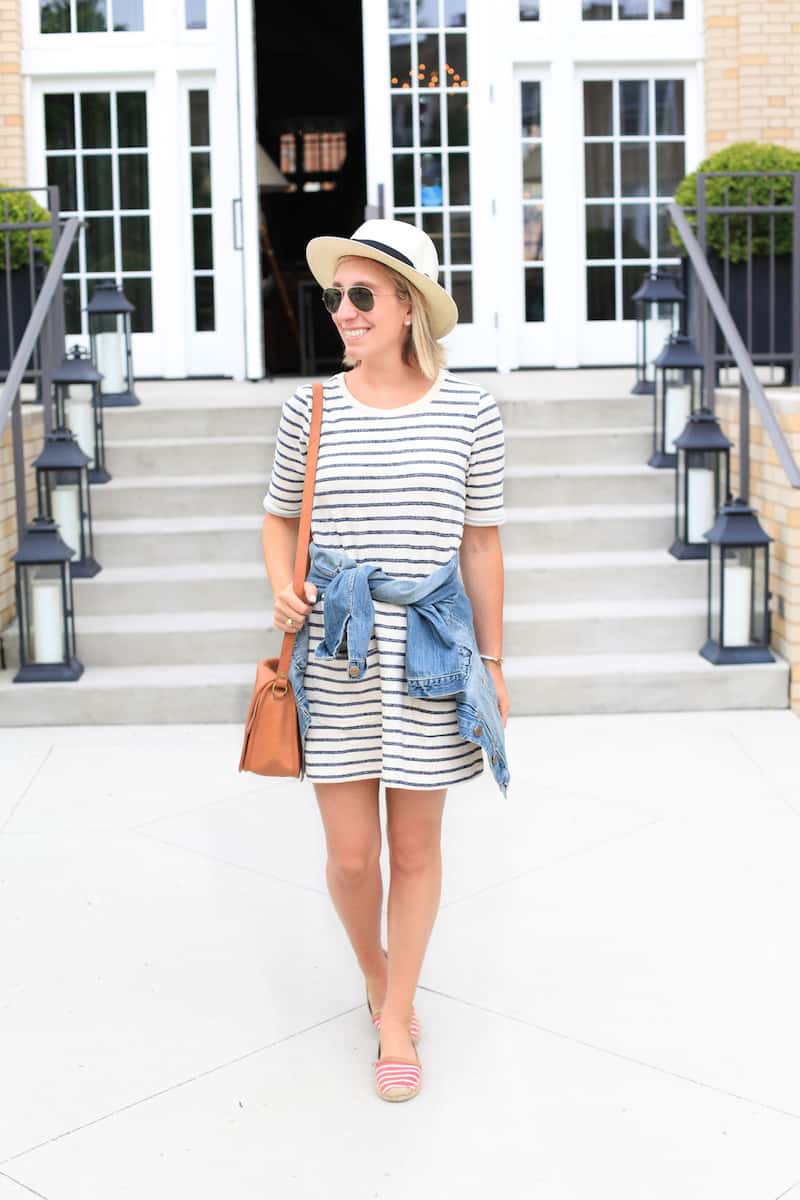 Striped tshirt dress with toms