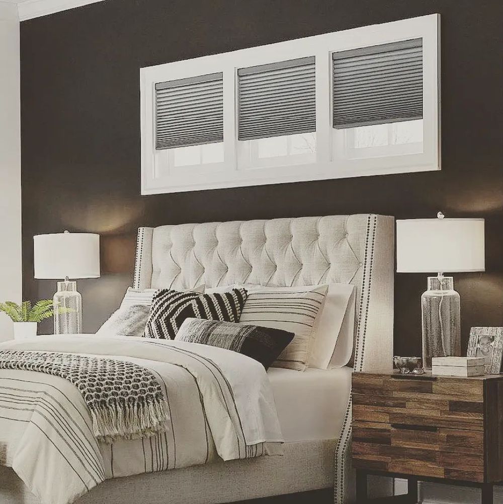 Transom window coverings in the bedroom 