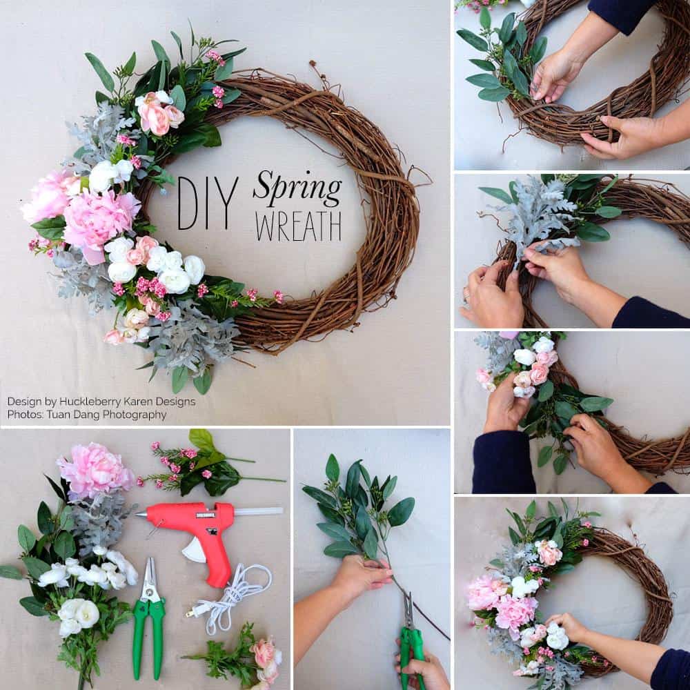 Twisted branch wreath with side flowers