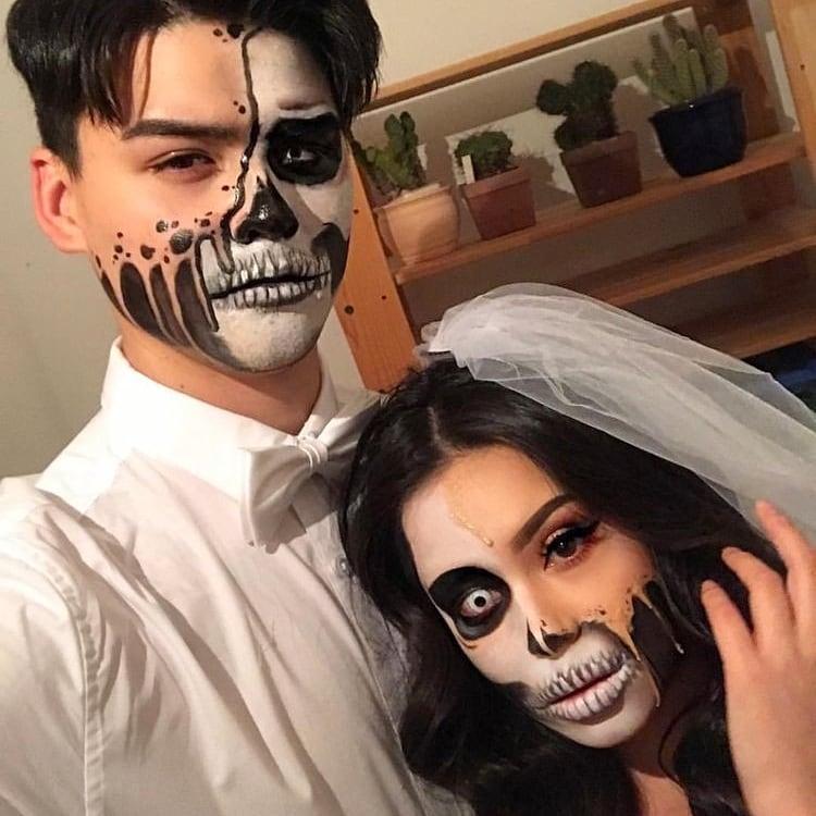 Undead groom and bride halloween couple ideas 
