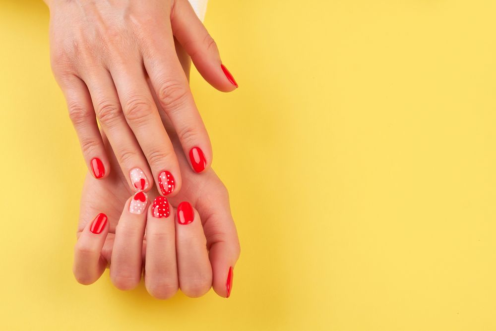 Valentines day nail ideas dots and hearts