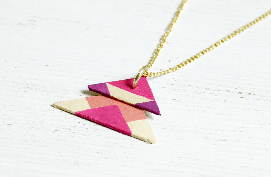 Wooden triangle necklace tutorial