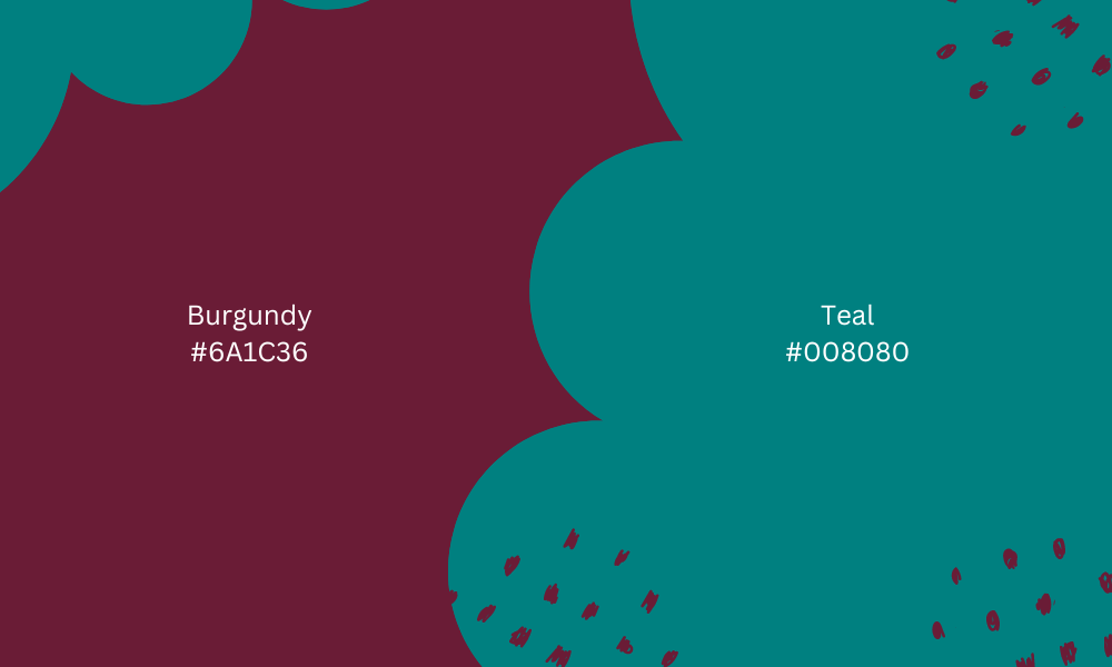 Burgundy and teal